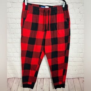 Old Navy red‎ flannel jogger Pajama Pants Mens Large red & black Plaid